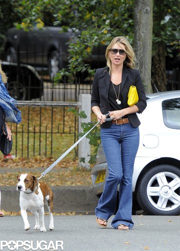 Kate Moss and her husband, Jamie Hince, welcomed their Staffordshire Bull Terrier, Archie, shortly after they were married in 2011. In an interview with Grazia magazine, Kate addressed how Archie has changed her style, saying, "So, I've got a dog, and the dog's making me (dress) more Day. It's a nightmare. You can't do a dog in a heel."
Kate Moss and her husband, Jamie Hince, welcomed their Staffordshire Bull Terrier, Archie, shortly after they were married in 2011. In an interview with Grazia magazine, Kate addressed how Archie has changed her style, saying, "So, I've got a dog, and the dog's making me (dress) more Day. It's a nightmare. You can't do a dog in a heel."