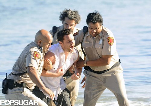 Jake Johnson filmed what looked like a dramatic scene for New Girl at an LA beach on Thursday.
Jake Johnson filmed what looked like a dramatic scene for New Girl at an LA beach on Thursday.