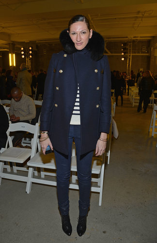 Straight-up preppy works, too, like this navy coat (and striped tee!).
Straight-up preppy works, too, like this navy coat (and striped tee!).
