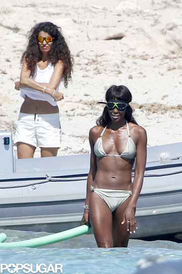 Naomi Campbell wore a gold bikini in August during an ocean outing in Ibiza.
Naomi Campbell wore a gold bikini in August during an ocean outing in Ibiza.