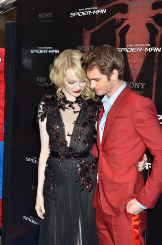 Emma Stone held Andrew Garfield close during their Paris premiere of The Amazing Spider-Man in June 2012.
Emma Stone held Andrew Garfield close during their Paris premiere of The Amazing Spider-Man in June 2012.