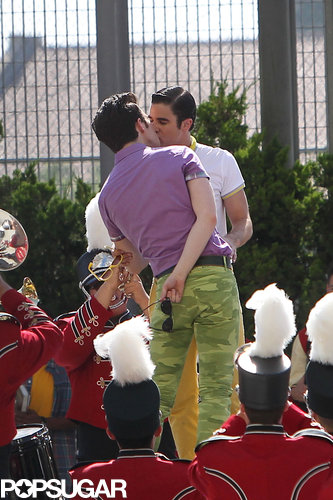 Chris Colfer and Darren Criss smooched on set.
Chris Colfer and Darren Criss smooched on set.