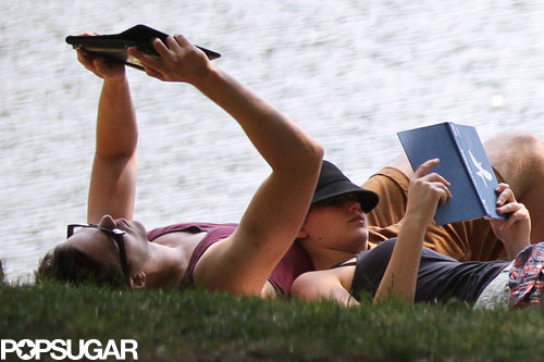 Jennifer Lawrence rested her head on Nicholas Hoult as she read Mockingjay.
Jennifer Lawrence rested her head on Nicholas Hoult as she read Mockingjay.