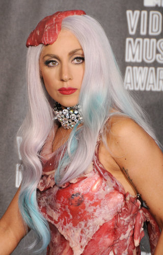 Who could forget Lady Gaga's blue streaks and steak hair piece?
Who could forget Lady Gaga's blue streaks and steak hair piece?