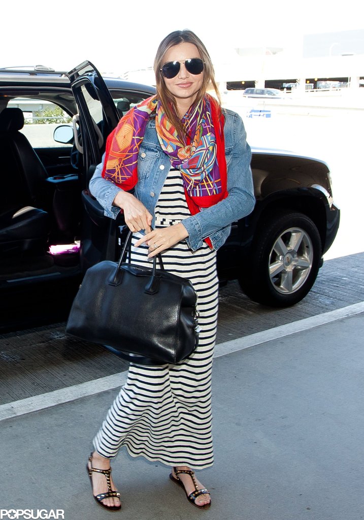 Miranda Kerr wore a striped maxi dress at LAX.
Miranda Kerr wore a striped maxi dress at LAX.