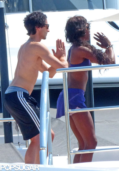 Naomi Campbell and Adrien Brody did yoga on a boat.
Naomi Campbell and Adrien Brody did yoga on a boat.