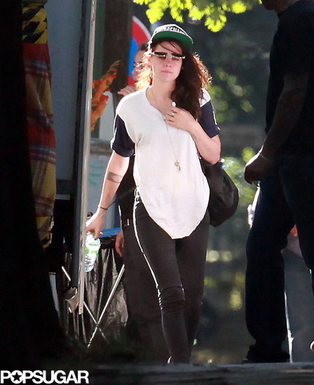 Kristen Stewart showed off her tattoo on her Berlin set.
Kristen Stewart showed off her tattoo on her Berlin set.