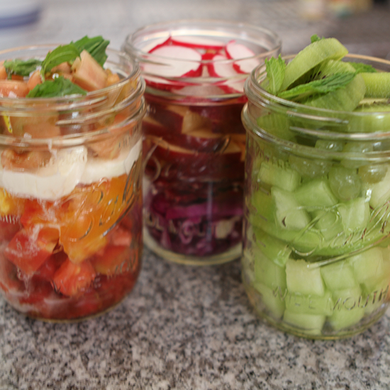 Rock the Ombré Trend With Colorful Mason-Jar Salads