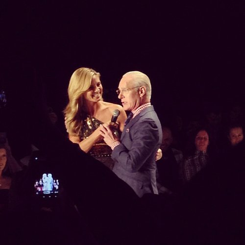 Heidi Klum and Tim Gunn had a moment preshow on the Project Runway catwalk.
Heidi Klum and Tim Gunn had a moment preshow on the Project Runway catwalk.