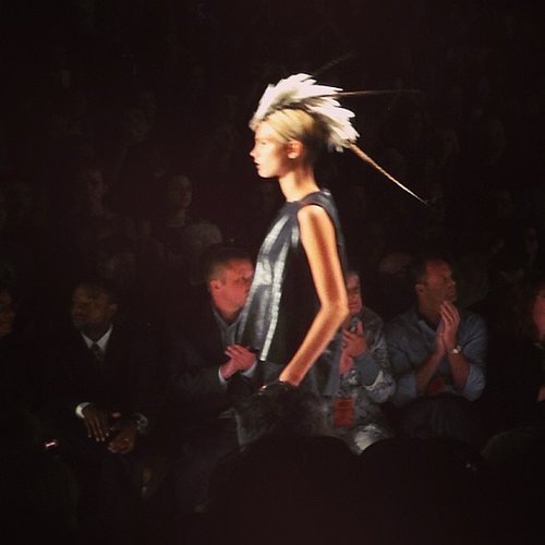 A feather mohawk made a bold statement at the Project Runway show.
A feather mohawk made a bold statement at the Project Runway show.