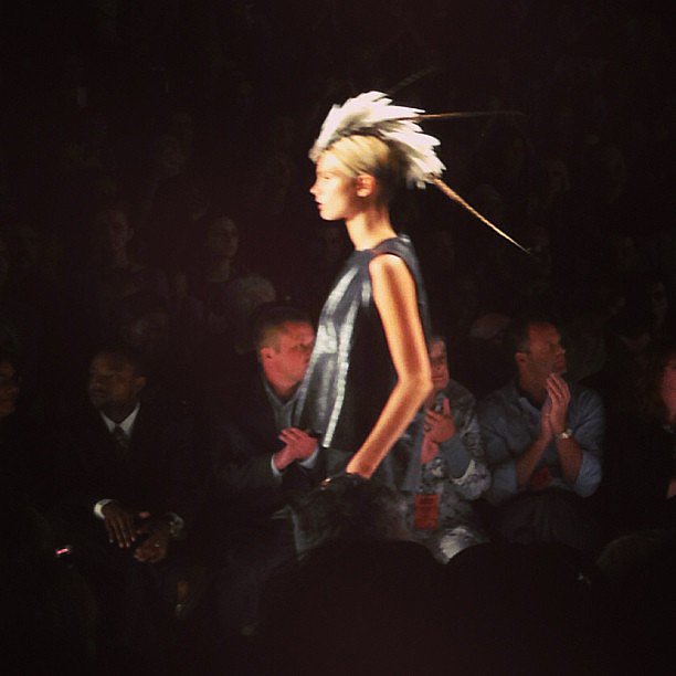 A feather mohawk made a bold statement at the Project Runway show.
A feather mohawk made a bold statement at the Project Runway show.