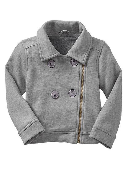 The jacket that wears like a sweatshirt, but looks like outwear, BabyGap's Knit Moto Jacket ($35) comes in soft heather grey or splashy neon lime.
The jacket that wears like a sweatshirt, but looks like outwear, BabyGap's Knit Moto Jacket ($35) comes in soft heather grey or splashy neon lime.