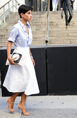 A ladylike twist on a menswear top.
A ladylike twist on a menswear top.