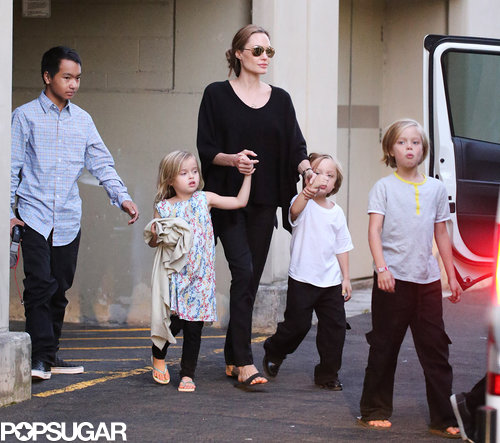 Angelina Jolie took her kids bowling in Sydney.
Angelina Jolie took her kids bowling in Sydney.