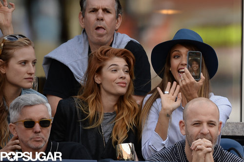 Jessica Alba excitedly captured a picture of herself and friends at the US Open in NYC in September 2013.
Jessica Alba excitedly captured a picture of herself and friends at the US Open in NYC in September 2013.