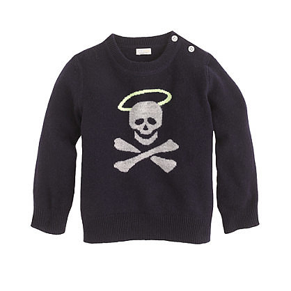 If your baby's style is more cutting edge than classic, Crewcuts' Collection cashmere sweater ($145), featuring an angelic skull, may be just the thing!
If your baby's style is more cutting edge than classic, Crewcuts' Collection cashmere sweater ($145), featuring an angelic skull, may be just the thing!