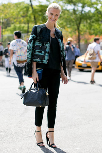 Kate Davidson Hudson added a splash to an all-black look with a printed jacket.
Kate Davidson Hudson added a splash to an all-black look with a printed jacket.