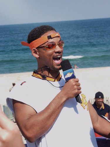 Will Smith sported an orange visor and glasses while on TRL in 2002.
Will Smith sported an orange visor and glasses while on TRL in 2002.