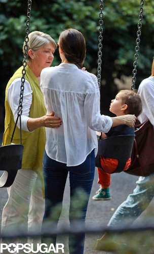 Miranda Kerr's mother, Therese, accompanied her to the playground with Flynn.
Miranda Kerr's mother, Therese, accompanied her to the playground with Flynn.