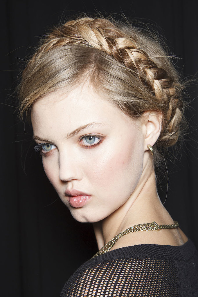 "The trick to parting your hair for milkmaid braids is to keep the part messy. I use the end of my comb to make a zigzag all the way to the back of the head."
— Hairstylist Jeanie Syfu at Rebecca Minkoff (as modeled by Lindsey Wixson, pictured)
"The trick to parting your hair for milkmaid braids is to keep the part messy. I use the end of my comb to make a zigzag all the way to the back of the head."
— Hairstylist Jeanie Syfu at Rebecca Minkoff (as modeled by Lindsey Wixson, pictured)