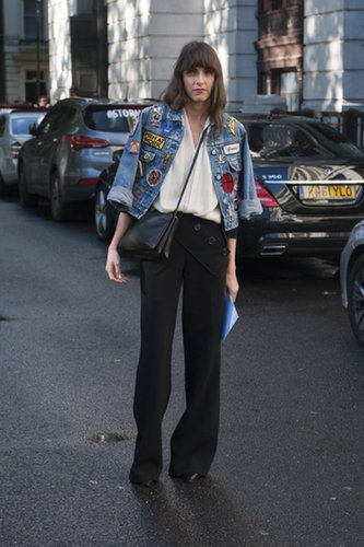 Gigi Guerra gave her trousers and top an anything-but-average finish with a patch-covered denim jacket.
Gigi Guerra gave her trousers and top an anything-but-average finish with a patch-covered denim jacket.