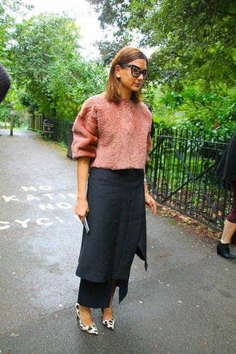 Christina Centenera added a cozy topper to an architectural skirt.
Source: Hannah Freeman
Christina Centenera added a cozy topper to an architectural skirt.
Source: Hannah Freeman
