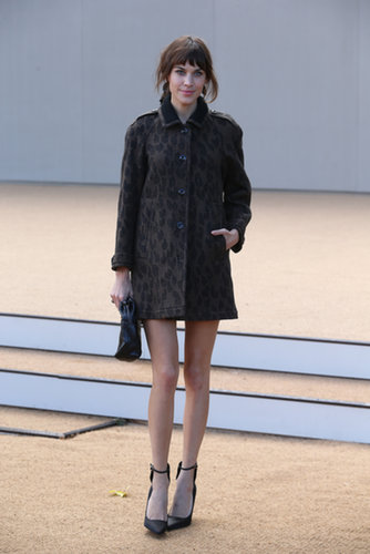 Alexa Chung worked her mile-long legs at London Fashion Week while attending Burberry's show.
Alexa Chung worked her mile-long legs at London Fashion Week while attending Burberry's show.