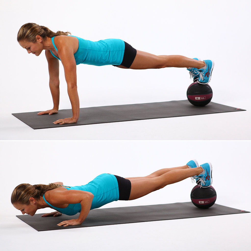 Feet-on-Medicine-Ball Push-Up Feet-on-Medicine-Ball Push-Up