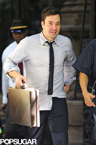 Jimmy Fallon headed to work after celebrating his birthday.
Jimmy Fallon headed to work after celebrating his birthday.