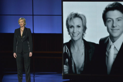 Jane Lynch gave a touching tribute to Glee's Cory Monteith.
Jane Lynch gave a touching tribute to Glee's Cory Monteith.