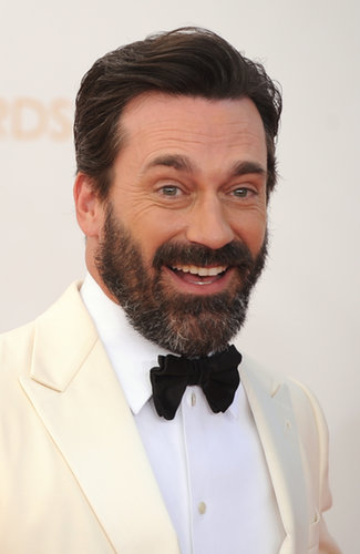 The most talked about hair of the evening actually belonged to Jon Hamm. His non-Don Draper-like beard had the social media sphere abuzz.
The most talked about hair of the evening actually belonged to Jon Hamm. His non-Don Draper-like beard had the social media sphere abuzz.