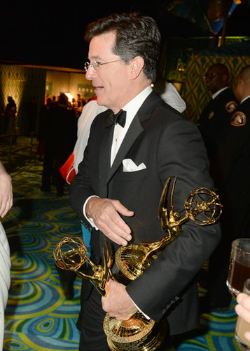 Stephen Colbert juggled his awards at the 2013 HBO Emmys afterparty.
Stephen Colbert juggled his awards at the 2013 HBO Emmys afterparty.
