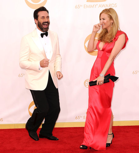 Jon Hamm got silly on the red carpet with Jennifer Westfeldt.
Jon Hamm got silly on the red carpet with Jennifer Westfeldt.