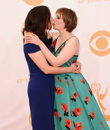 Lena Dunham shared a kiss with her mom, Laurie Simmons.
Lena Dunham shared a kiss with her mom, Laurie Simmons.