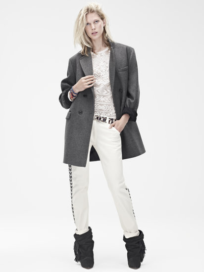 Isabel Marant for H&M
Coat ($199), top ($99), trousers ($99), leather boots ($299), belt ($50)
Photo courtesy of H&M
Isabel Marant for H&M
Coat ($199), top ($99), trousers ($99), leather boots ($299), belt ($50)
Photo courtesy of H&M