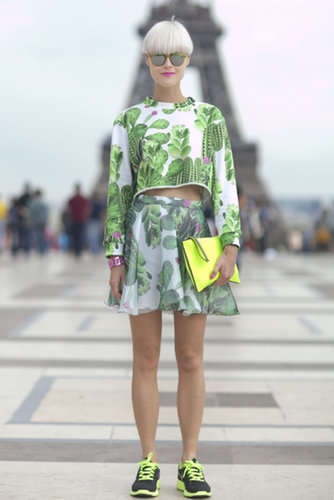 Bright greens and yellows ruled in this look.
Bright greens and yellows ruled in this look.