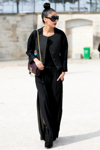 Wearing all-black with elegance.
Wearing all-black with elegance.