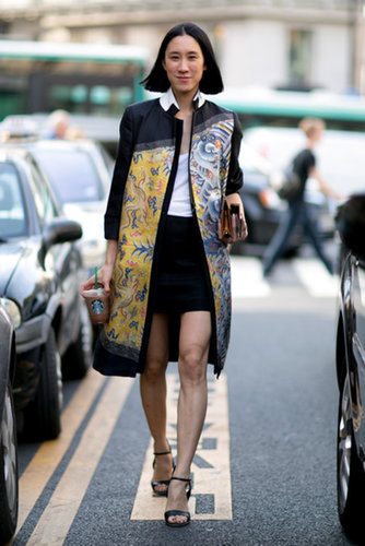 Eva Chen added flair with a printed coat.
Eva Chen added flair with a printed coat.