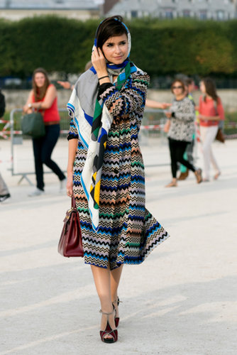 Miroslava Duma brought the color in a zigzag coat.
Miroslava Duma brought the color in a zigzag coat.