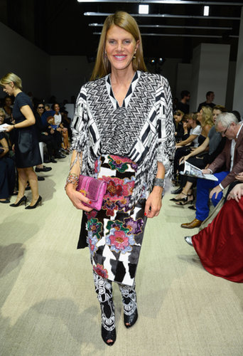 Anna Dello Russo arrived for Giambattista Valli in a colorful combo.
Anna Dello Russo arrived for Giambattista Valli in a colorful combo.