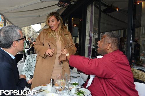 Kim ran into André Leon Talley, the former editor at large for Vogue, while out and about in Paris on Monday.
Kim ran into André Leon Talley, the former editor at large for Vogue, while out and about in Paris on Monday.