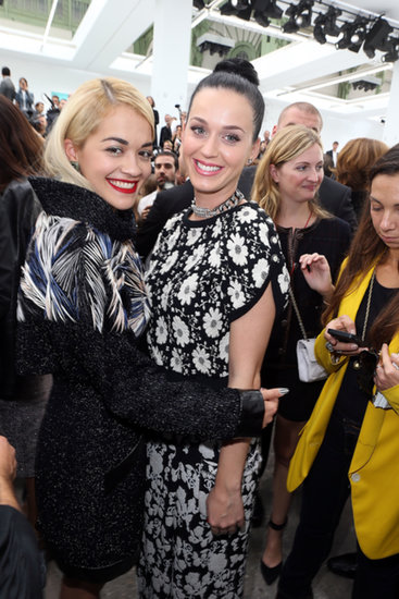 Katy Perry shared a moment with Rita Ora at the Chanel show on Tuesday.
Katy Perry shared a moment with Rita Ora at the Chanel show on Tuesday.
