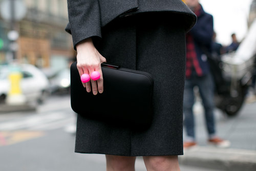 Bold jewels look that much bolder against all black.
Bold jewels look that much bolder against all black.