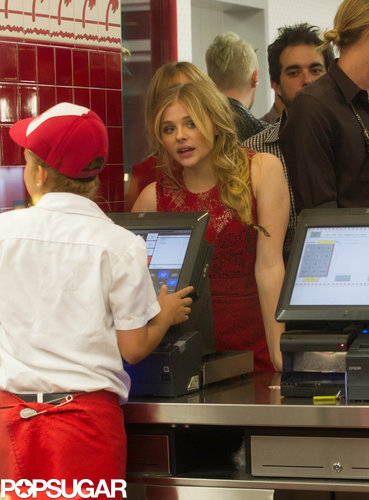 Chloë Moretz followed up her Carrie red carpet premiere with a stop at In-N-Out Burger in LA.
Chloë Moretz followed up her Carrie red carpet premiere with a stop at In-N-Out Burger in LA.