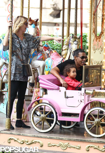 Ellen Pompeo, Stella Ivery, and Chris Ivery rode the carousel together.
Ellen Pompeo, Stella Ivery, and Chris Ivery rode the carousel together.