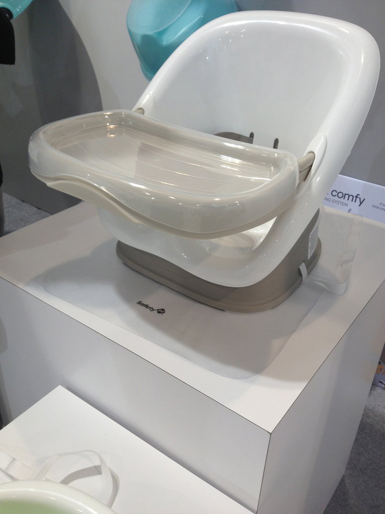 The Safety First Clean and Comfy Complete Feeding Chair has a dropped seat so kids stay put in their chair. It also comes with a clear mat to ensure that chairs aren't ruined by crusty food under the seat. 
