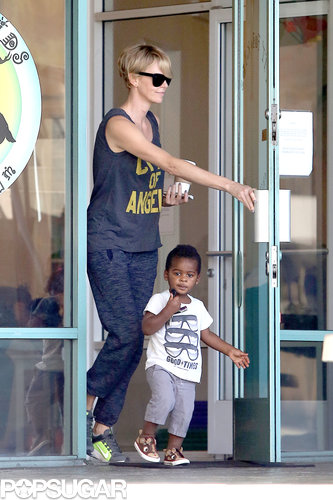 Charlize Theron and Jackson Theron left the Fit For Kids gym in LA.
Charlize Theron and Jackson Theron left the Fit For Kids gym in LA.