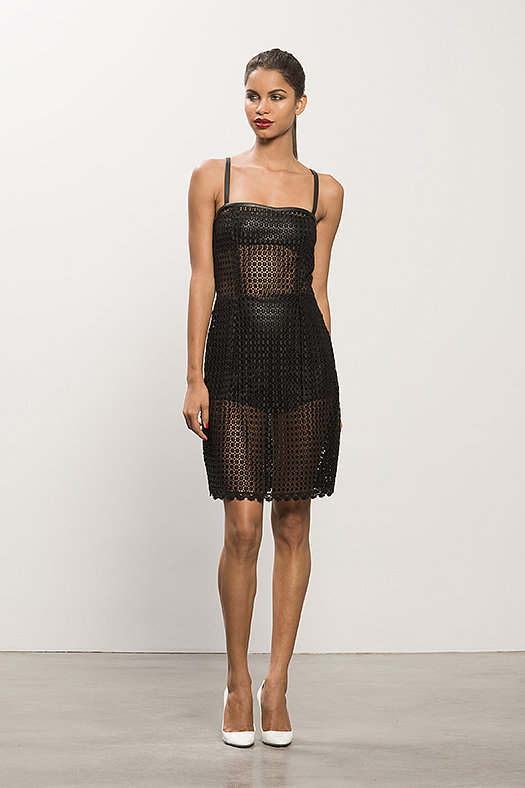 Guipure Black Lace Dress ($1,195), Heaven White Patent Pump ($495)
Photo courtesy of Tamara Mellon
Guipure Black Lace Dress ($1,195), Heaven White Patent Pump ($495)
Photo courtesy of Tamara Mellon