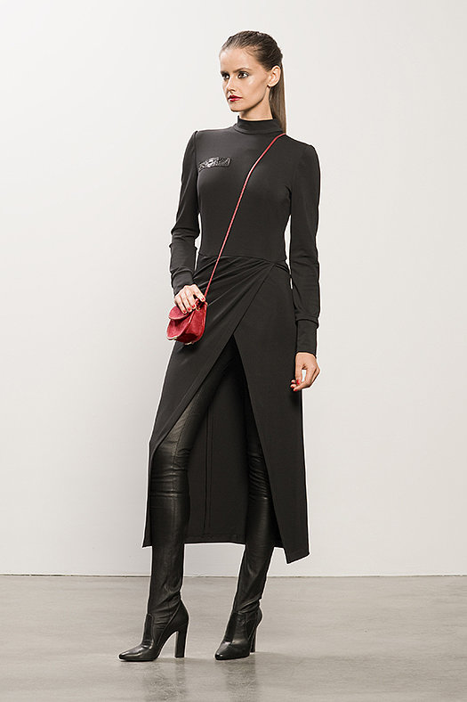 Long Black Jersey Dress With Snakeskin ($895), Sweet Revenge Black Leather Legging Boot ($1,995), TM Enjoy Red Suede Cross Body Bag ($650)
Photo courtesy of Tamara Mellon
Long Black Jersey Dress With Snakeskin ($895), Sweet Revenge Black Leather Legging Boot ($1,995), TM Enjoy Red Suede Cross Body Bag ($650)
Photo courtesy of Tamara Mellon