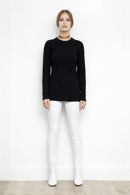 Ribbed Cashmere Sweater With Leather Ties in Charcoal ($850), Sweet Revenge Stretch Nappa Legging Boot in Cream ($2,395)
Photo courtesy of Tamara Mellon
Ribbed Cashmere Sweater With Leather Ties in Charcoal ($850), Sweet Revenge Stretch Nappa Legging Boot in Cream ($2,395)
Photo courtesy of Tamara Mellon